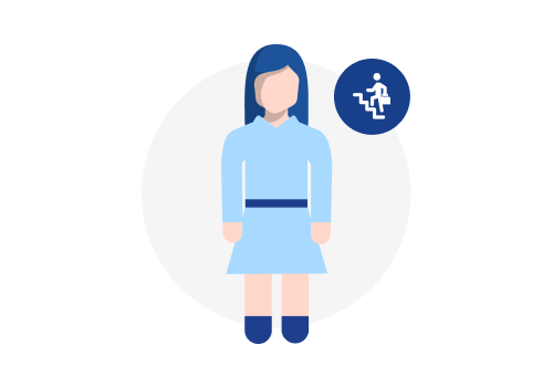 HPP Patientin, die Probleme beim Treppensteigen hat