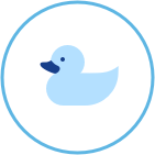 Blaue Ente, symbolisch für Spielzeug