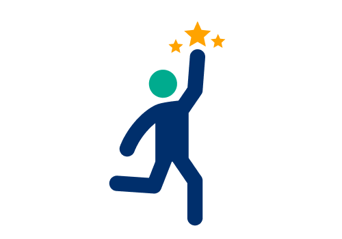 Fröhlich springender Mensch - symbolisch für Aktivitäten die besonders viel Freude bereiten