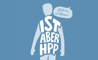 Stilisierter Mensch mit der Aufschrift "Sieht aus wie Rheuma... ist aber HPP"
