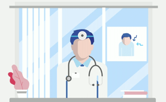 Arzt in der Praxis stellt Diagnose eines Patienten
